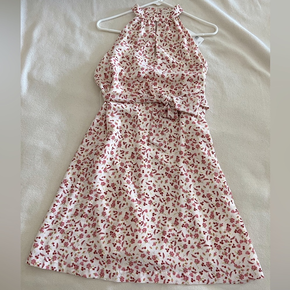 Cute Cream with Pink Flowers Flowy Dress size XS